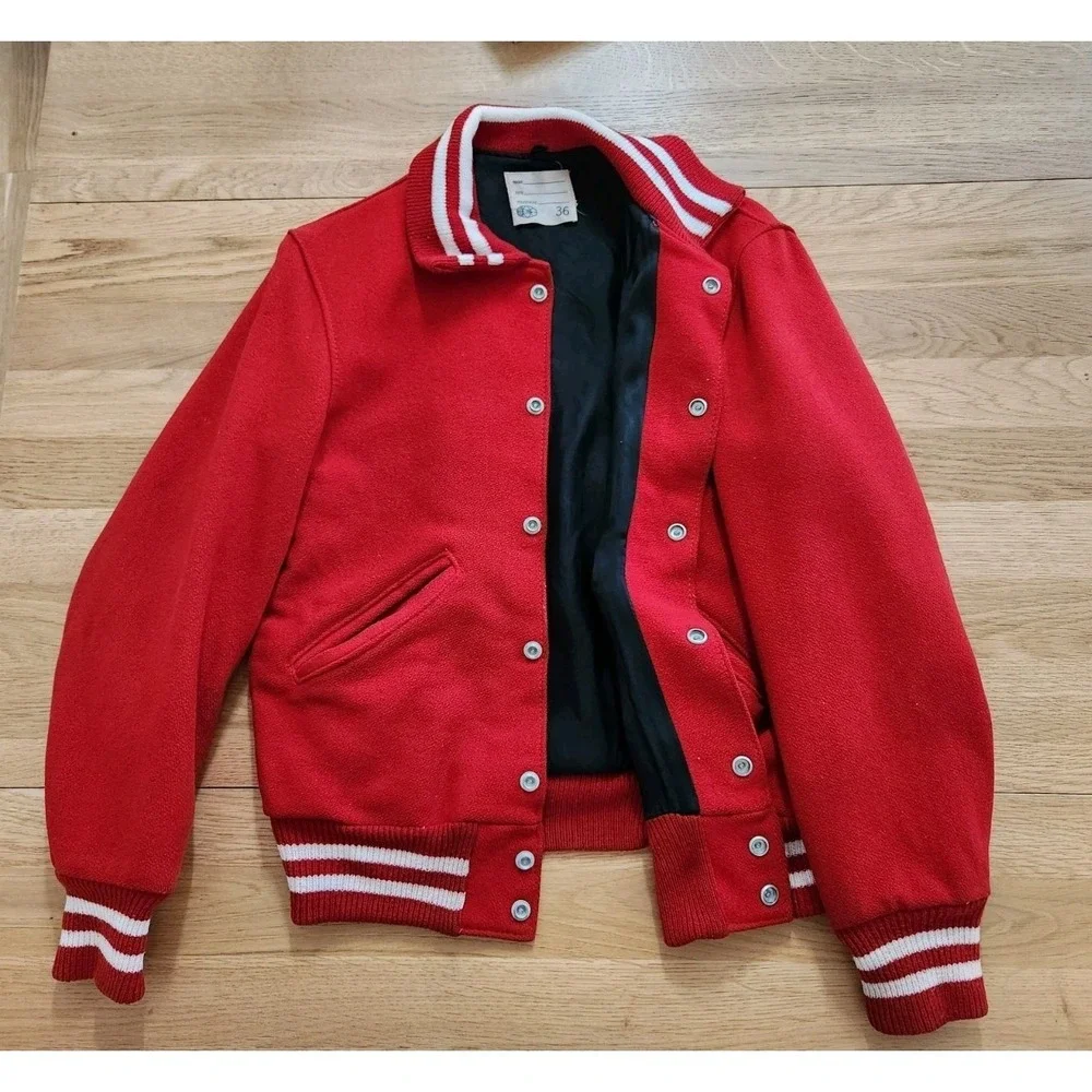 Vtg‎ DeLong Lettermans Varsity Jacket Red/White Size 36 Wool 1950s Jock Preppy